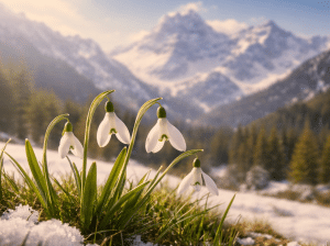 Snowdrop flowers representing hope, renewal, and the spiritual meaning of shamanism in nature